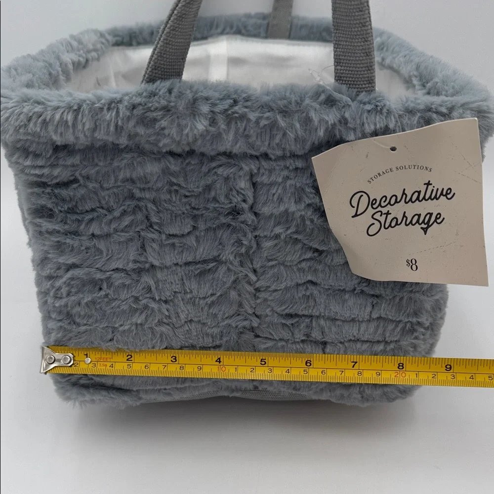 Gray Fuzzy Storage Basket